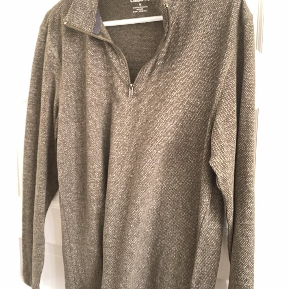 Claiborne knit mens casual pullover shirt - gray / brown color - Medium size